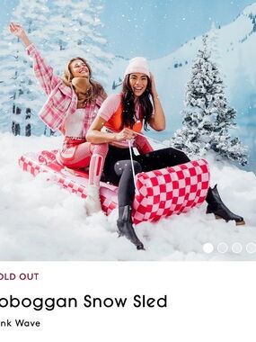 FUNBOY Pink Checkered Inflatable Winter Toboggan